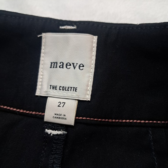 Anthropologie Maeve Colette Pants Women's 27 Black Crop Wide Leg Contrast Stitch - Picture 5 of 11